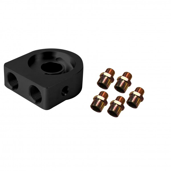 Engine Oil Sandwich Plate Adaptor Kit Black with 5 Adaptor Thread Fittings