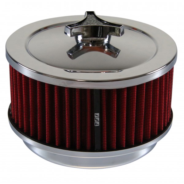Chrome Air Cleaner 6-3/8" Wide x 3" Tall Suit Holley Carb Red Washable Element
