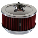 Chrome Air Cleaner 6-3/8" Wide x 3" Tall Suit Holley Carb Red Washable Element