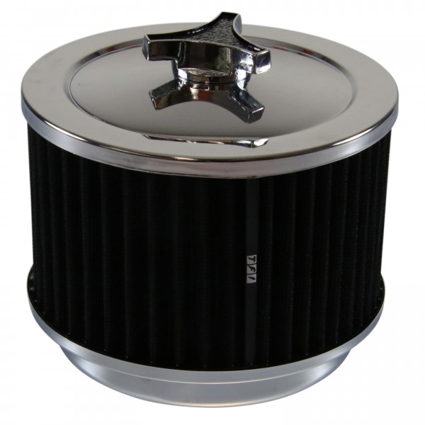 Chrome Air Cleaner 6-3/8" Wide x 4" Tall Suit Holley Carb Black Washable Element