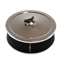 Chrome Air Cleaner 9" Wide x 3" Tall Holley Edelbrock Carburettor Black Element