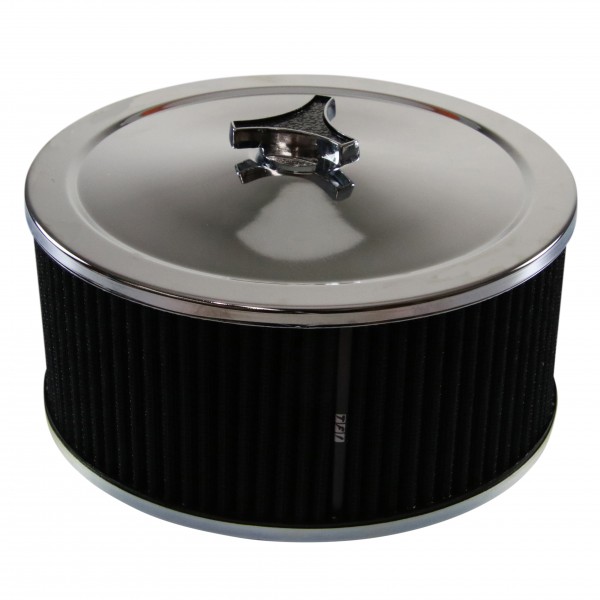Chrome Air Cleaner 9" Wide x 4" Tall Holley Edelbrock Carburettor Black Element