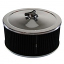 Chrome Air Cleaner 9" Wide x 4" Tall Holley Edelbrock Carburettor Black Element