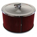 Chrome Air Cleaner 9" Wide x 5" Tall Holley Edelbrock Carburettor Red Element