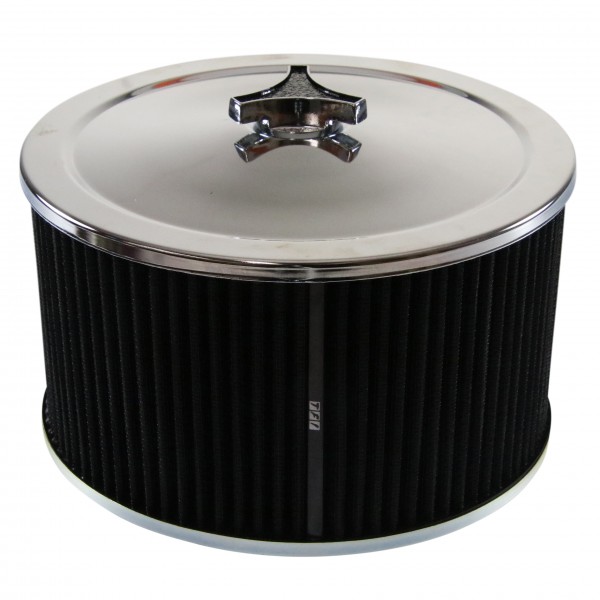 Chrome Air Cleaner 9" Wide x 5" Tall Holley Edelbrock Carburettor Black Element