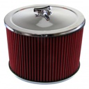Chrome Air Cleaner 9" Wide x 6" Tall Holley Edelbrock Carburettor Red Element
