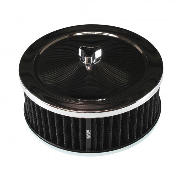 Chrome Air Cleaner 6-3/8" Wide x 2-1/2" Tall Suit 2-5/16" Carb Black Washable