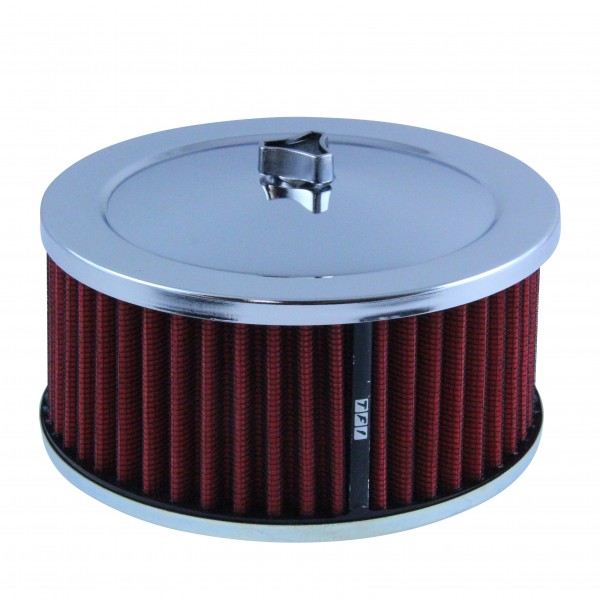 Chrome Air Cleaner 6-3/8" Wide x 3" Tall Suit 2-5/16" Carb Red Washable Element