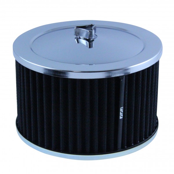 Chrome Air Cleaner 6-3/8" Wide x 4" Tall Suit 2-5/8" Carb Black Washable Element