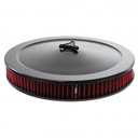 Black Air Filter Cleaner 14" x 2" Holley or Holden Quadrajet Base Red Element