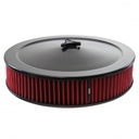 Black Air Filter Cleaner 14" x 3" Holley or Holden Quadrajet Base Red Element