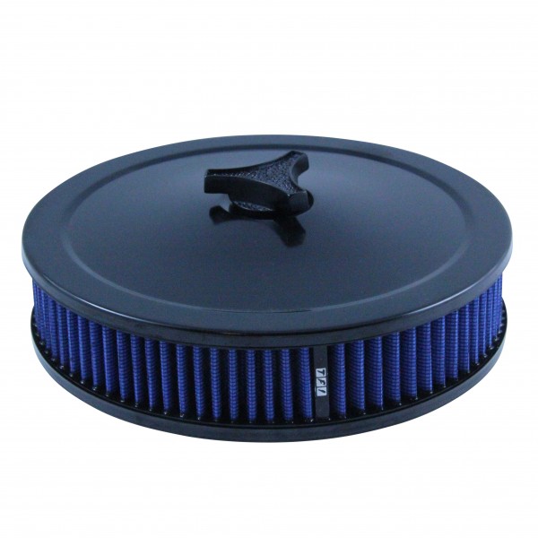 Black Air Cleaner 9" Wide x 2" Tall Holley Edelbrock Carburettor Blue Element