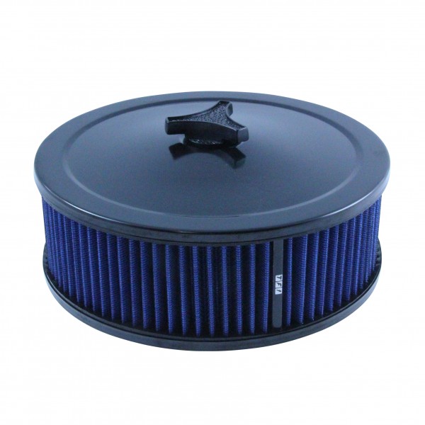 Black Air Cleaner 9" Wide x 3" Tall Holley Edelbrock Carburettor Blue Element