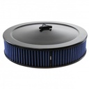 Black Air Filter Cleaner 14" x 3" Holley Rochester Recessed Base Blue Element