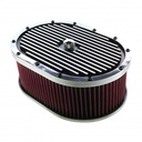 Oval Black Polished Finned Air Cleaner 12" x 4" Holley Edelbrock Quadrajet
