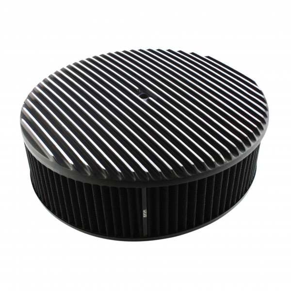 Black Alloy Full Finned Air Cleaner 14" x 4" Holley Edelbrock Black Cotton Filte