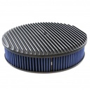 Black Alloy Full Finned Air Cleaner 14" x 3" Holley Edelbrock Blue Cotton Filter