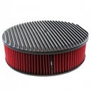 Black Alloy Full Finned Air Cleaner 14" x 4" Holley Edelbrock Red Cotton Filter