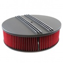 Black Alloy Dual Centre Finned Air Cleaner 14" x 4" Holley Edelbrock Red Filter