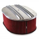 Oval Dual Centre Finned Air Cleaner 12" x 4" Holley Edelbrock Quadrajet Carter