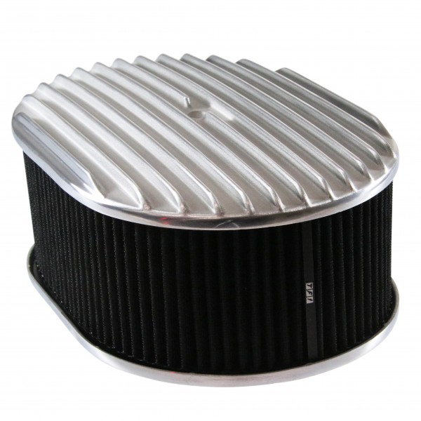 Oval Full Finned Air Cleaner 12" x 4" Holley Edelbrock Quadrajet Black Filter