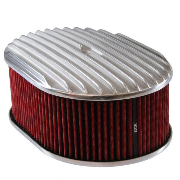 Oval Full Finned Air Cleaner 12" x 4" Holley Edelbrock Quadrajet Red Filter