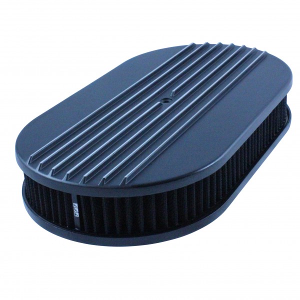 Oval Black Half Finned Air Cleaner 15" x 2" Holley Edelbrock Quadrajet Carter