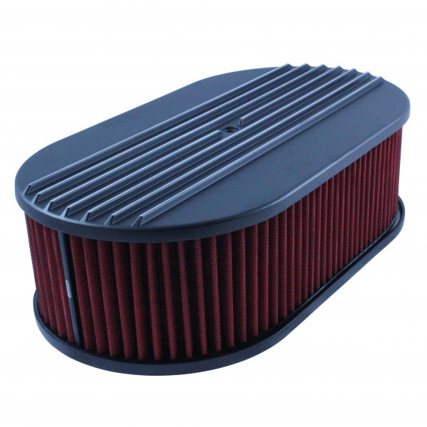 Oval Black Half Finned Air Cleaner 15" x 4" Holley Edelbrock Quadrajet Carter