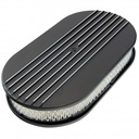 Oval Black Half Finned Air Cleaner 15" x 2" Holley Edelbrock Quadrajet Carter