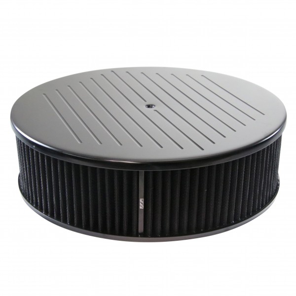 Black Ball Milled Aluminium Air Cleaner 14" x 4" Holley Edelbrock Black Filter