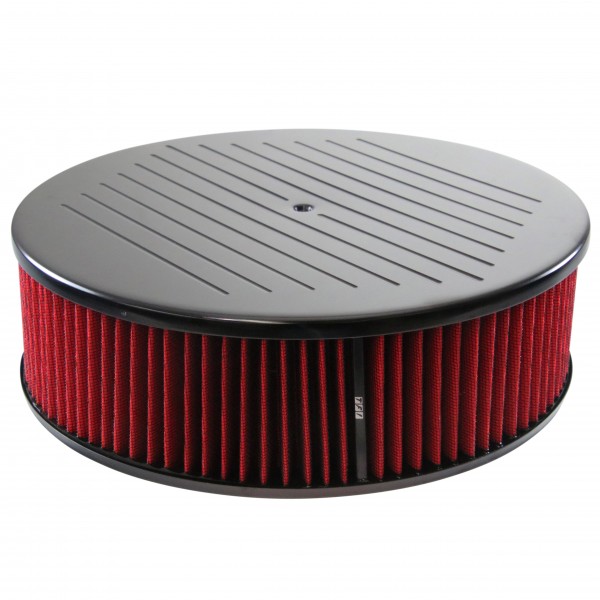 Black Ball Milled Aluminium Air Cleaner 14" x 4" Holley Edelbrock Red Filter