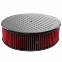 Black Ball Milled Aluminium Air Cleaner 14" x 4" Holley Edelbrock Red Filter