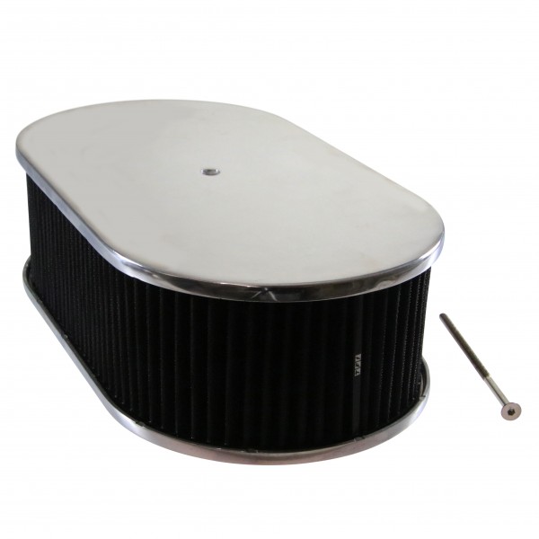 Oval Smooth Air Cleaner 15" x 4" Holley Edelbrock Quadrajet Carter Black Filter