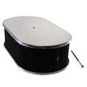 Oval Smooth Air Cleaner 15" x 4" Holley Edelbrock Quadrajet Carter Black Filter
