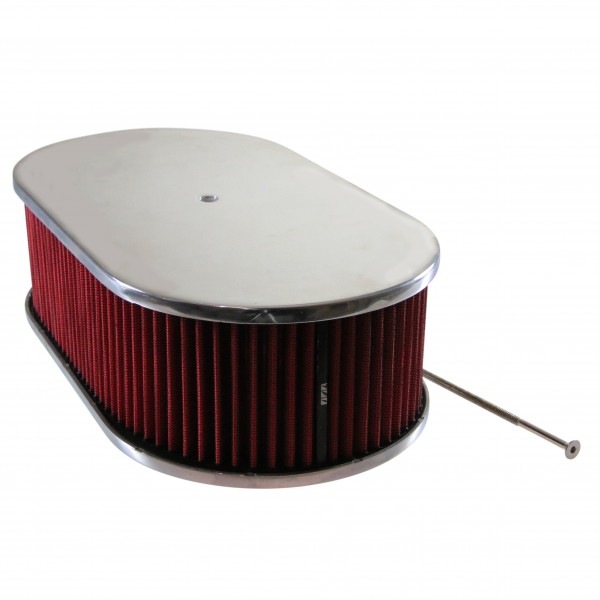 Oval Smooth Air Cleaner 15" x 4" Holley Edelbrock Quadrajet Carter Red Filter