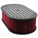 Oval Black Ball Milled Air Cleaner 15" x 4" Holley Edelbrock Quadrajet Red Filt