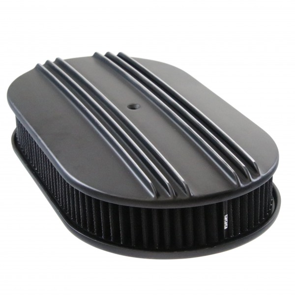 Oval Black Dual Centre Finned Air Cleaner 15" x 2" Holley Edelbrock Quadrajet