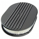 Oval Black Half Finned Air Cleaner 12" x 2" Holley Edelbrock Quadrajet Carter