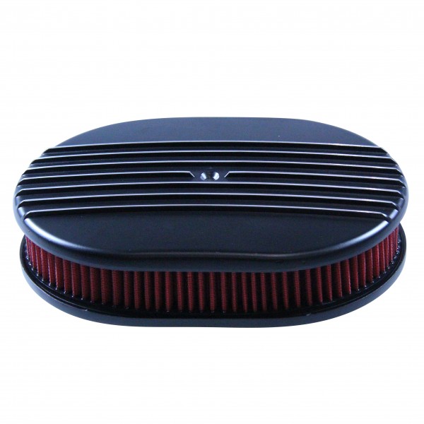 Oval Black Half Finned Air Cleaner 12" x 2" Holley Edelbrock Quadrajet Carter