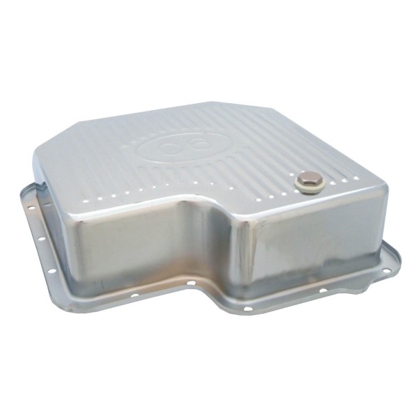 Transmission Pan Ford C6 Extra Deep Chrome Steel  Finned with Drain Plug