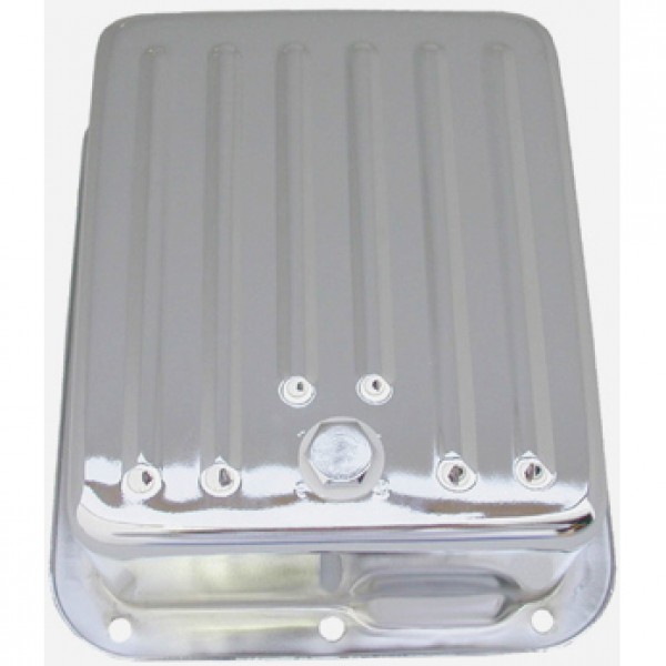 Transmission Pan Ford C4 Deep 4" Depth Chrome Steel Finned Case Fill