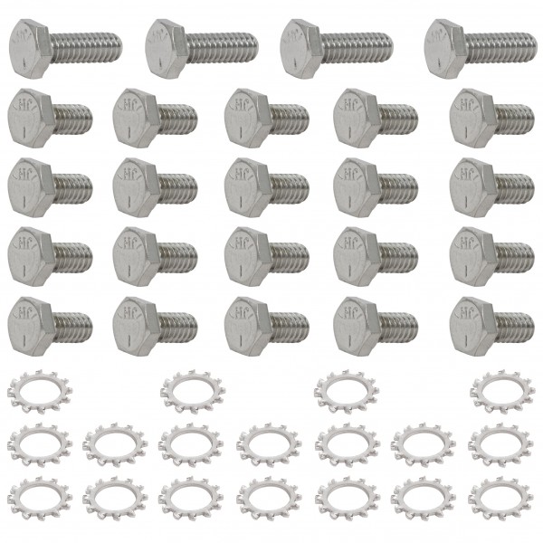 Oil Pan Bolt Kit Chevrolet Sm Block 265-400 Chrome Hex Head with Washers