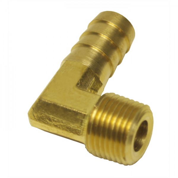 90 Degree Hose Fitting 3/8 NPT Male Thread x 1/2 Barb Hose Tail End
