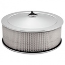 Chrome Air Filter Cleaner 14" x 5" Holley Rochester Recessed Base Paper Element