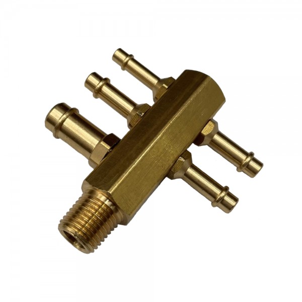 Brass Commodore Intake Vacuum Hose Tree - 5 Ports