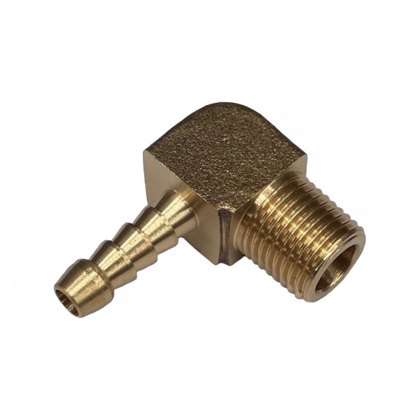 Brass Male Elbow Tail Fitting 1/4" (6.3mm) Hose Tube End to X 1/2" (21mm) BSP