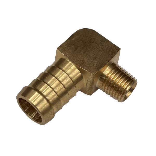 Brass Male Elbow Tail Fitting 5/8" (15.9mm) Hose Tube End to X 1/4" (13.2mm) BSP