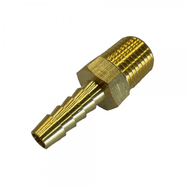 Brass Male Tail Fitting 1/4" (6.3mm) Hose Tube End to 1/2" (21mm) BSP Thread