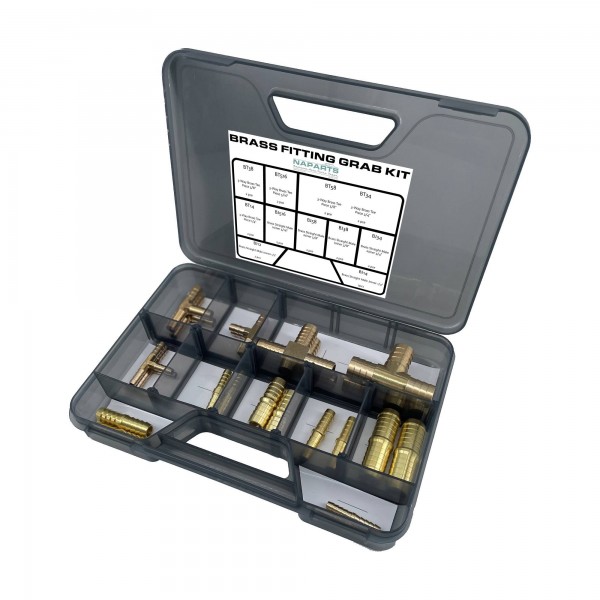 Brass Straight Male Joiner and 3-Way Brass Tee Fittings Grab Kit - 22 Piece