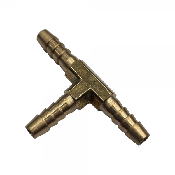 3-Way Brass Tee Piece 3/16" (4.8mm) Barbed Hose Tube Ends
